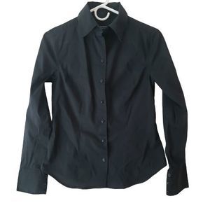 Women's Express Stretch Black Long Sleeve Button up Shirt Size 8